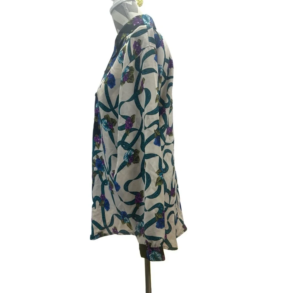 Romantic Floral Blouse Vintage 90s Cottagecore L - Picture 4 of 13